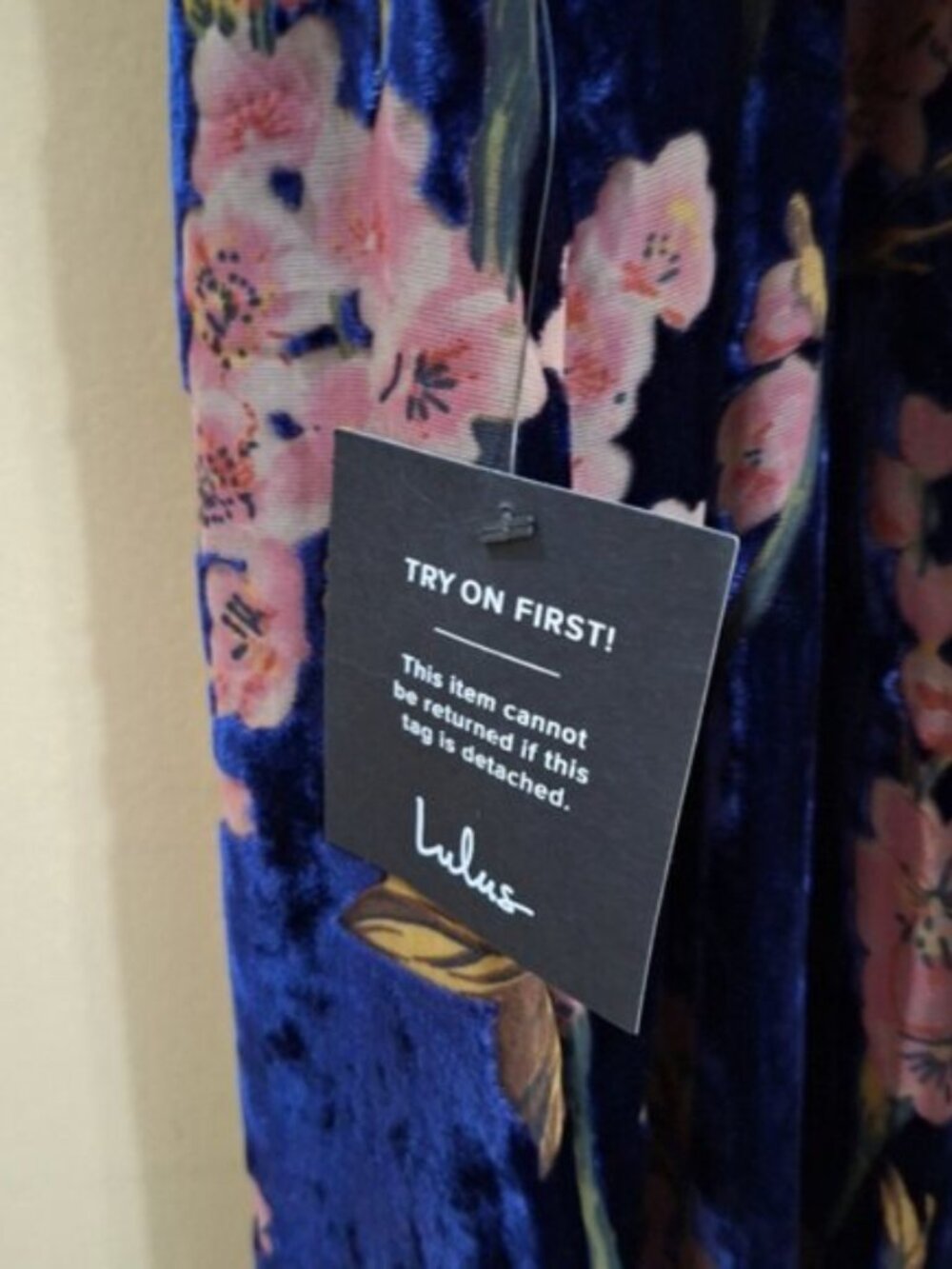 Lulus Velvet Floral Midi Dress Lace-Up Back Side Slit Romantic Dress Large - Picture 8 of 12